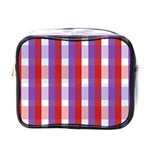 Gingham Pattern Checkered Violet Mini Toiletries Bags Front