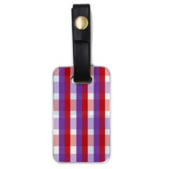 Gingham Pattern Checkered Violet Luggage Tags (one Side) 