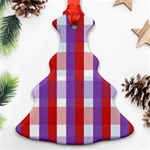 Gingham Pattern Checkered Violet Christmas Tree Ornament (Two Sides) Front