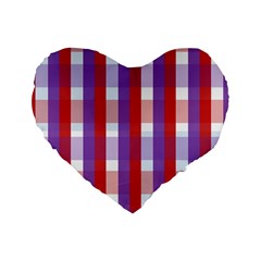 Gingham Pattern Checkered Violet Standard 16  Premium Heart Shape Cushions by Simbadda