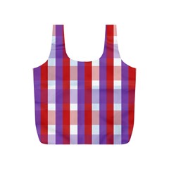 Gingham Pattern Checkered Violet Full Print Recycle Bags (s) 