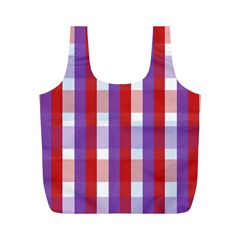 Gingham Pattern Checkered Violet Full Print Recycle Bags (m) 