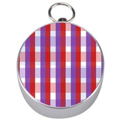 Gingham Pattern Checkered Violet Silver Compasses by Simbadda