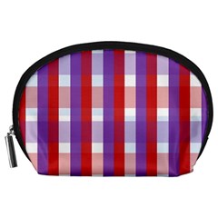 Gingham Pattern Checkered Violet Accessory Pouches (large) 