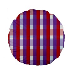 Gingham Pattern Checkered Violet Standard 15  Premium Flano Round Cushions by Simbadda