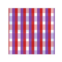 Gingham Pattern Checkered Violet Small Satin Scarf (square) by Simbadda