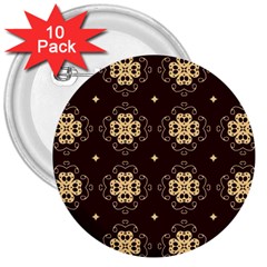 Seamless Ornament Symmetry Lines 3  Buttons (10 Pack)  by Simbadda