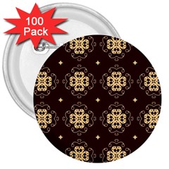 Seamless Ornament Symmetry Lines 3  Buttons (100 Pack) 