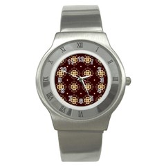 Seamless Ornament Symmetry Lines Stainless Steel Watch by Simbadda