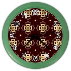 Seamless Ornament Symmetry Lines Color Wall Clocks