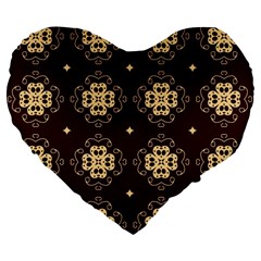 Seamless Ornament Symmetry Lines Large 19  Premium Flano Heart Shape Cushions