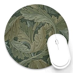 Vintage Background Green Leaves Round Mousepads