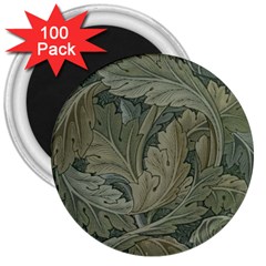 Vintage Background Green Leaves 3  Magnets (100 Pack)