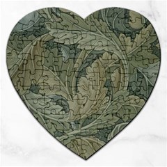 Vintage Background Green Leaves Jigsaw Puzzle (heart)