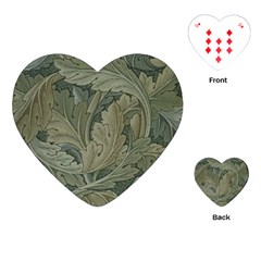 Vintage Background Green Leaves Playing Cards (heart) 