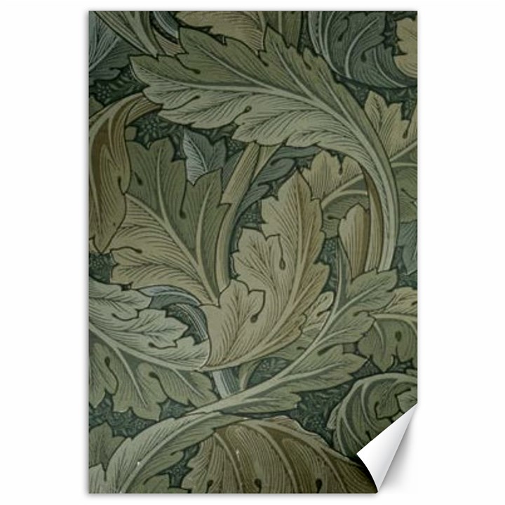 Vintage Background Green Leaves Canvas 12  x 18  