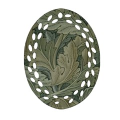 Vintage Background Green Leaves Ornament (oval Filigree)