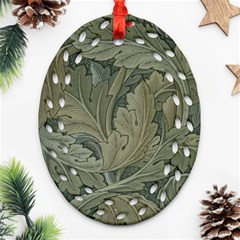 Vintage Background Green Leaves Oval Filigree Ornament (two Sides)