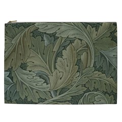 Vintage Background Green Leaves Cosmetic Bag (xxl)  by Simbadda