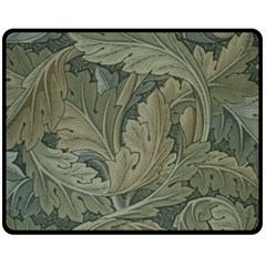 Vintage Background Green Leaves Double Sided Fleece Blanket (medium) 