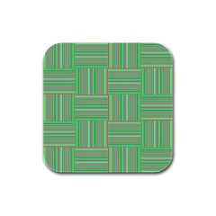 Geometric Pinstripes Shapes Hues Rubber Square Coaster (4 Pack) 