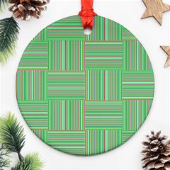 Geometric Pinstripes Shapes Hues Round Ornament (two Sides)