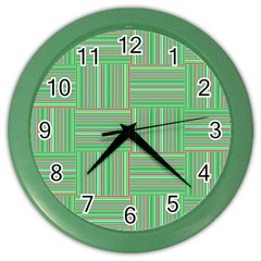 Geometric Pinstripes Shapes Hues Color Wall Clocks by Simbadda