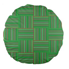 Geometric Pinstripes Shapes Hues Large 18  Premium Flano Round Cushions