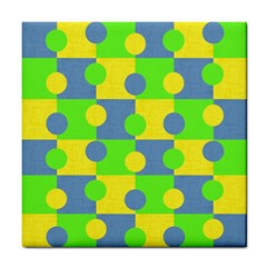 Abric Cotton Bright Blue Lime Tile Coasters by Simbadda