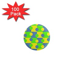 Abric Cotton Bright Blue Lime 1  Mini Magnets (100 Pack) 