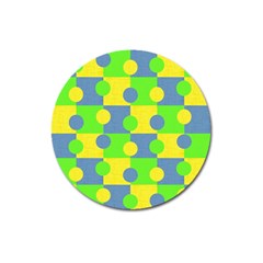 Abric Cotton Bright Blue Lime Magnet 3  (round)