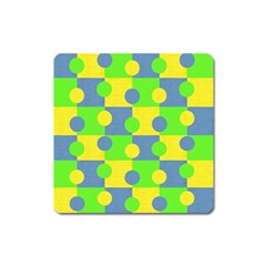 Abric Cotton Bright Blue Lime Square Magnet by Simbadda