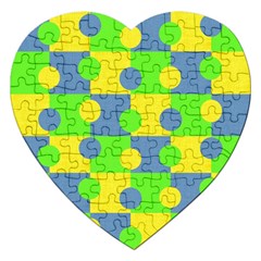 Abric Cotton Bright Blue Lime Jigsaw Puzzle (heart)