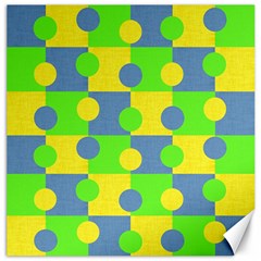 Abric Cotton Bright Blue Lime Canvas 20  X 20  