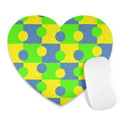 Abric Cotton Bright Blue Lime Heart Mousepads by Simbadda