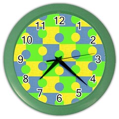 Abric Cotton Bright Blue Lime Color Wall Clocks