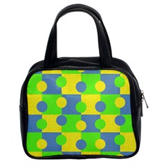 Abric Cotton Bright Blue Lime Classic Handbags (2 Sides)