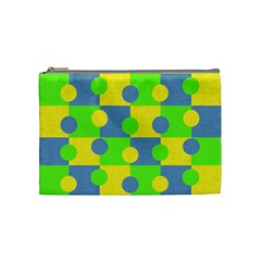 Abric Cotton Bright Blue Lime Cosmetic Bag (medium)  by Simbadda