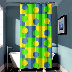 Abric Cotton Bright Blue Lime Shower Curtain 36  X 72  (stall) 