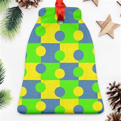 Abric Cotton Bright Blue Lime Bell Ornament (two Sides)