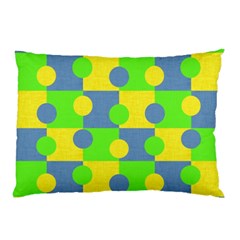 Abric Cotton Bright Blue Lime Pillow Case (two Sides) by Simbadda