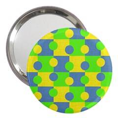 Abric Cotton Bright Blue Lime 3  Handbag Mirrors by Simbadda