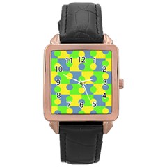 Abric Cotton Bright Blue Lime Rose Gold Leather Watch  by Simbadda