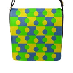 Abric Cotton Bright Blue Lime Flap Messenger Bag (l) 