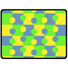 Abric Cotton Bright Blue Lime Double Sided Fleece Blanket (large) 