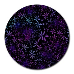 Retro Flower Pattern Design Batik Round Mousepads by Simbadda