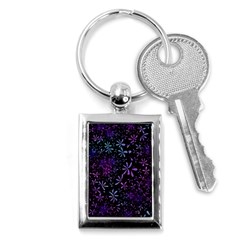 Retro Flower Pattern Design Batik Key Chains (rectangle)  by Simbadda