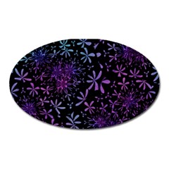 Retro Flower Pattern Design Batik Oval Magnet by Simbadda