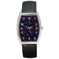 Retro Flower Pattern Design Batik Barrel Style Metal Watch