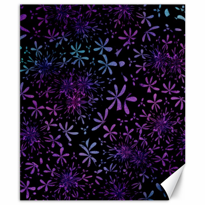 Retro Flower Pattern Design Batik Canvas 8  x 10 